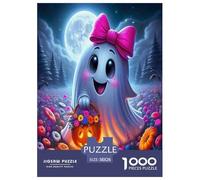 Jumbie Pumpkins 1000 Piece Jigsaw Puzzles Fun Challenging Modern Cute Ghost Classic Educational Games Beautiful Decoration for Adults And Kids Age 38x26cm/1000pcs