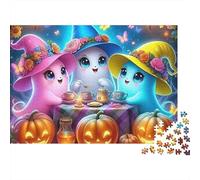 Jumbie Pumpkins 1000 Pieces Puzzle ForAdults Kids Colorful The Ghost Wearing A Hat Home Decoration Educational Game Gifts Puzzles for Adults Jigsaw Puzzles for Adults 70x50cm/1000pcs