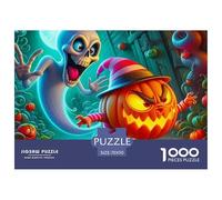 Jumbie Pumpkins 1000Pc Puzzle for Adults & Kids: Ghost And Jack-o'-lantern in Spooky Scene Fun Present & Activity for Home Age 12 Years Up 70x50cm/1000pcs