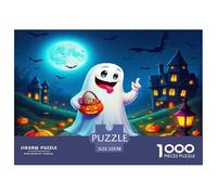 Jumbie Pumpkins Challenging Puzzles 1000 Pc - Ghost Pumpkin Haunted Town Cute Spooky for Men And Women Recycled Paper Suitable for Wall Decompression52x38cm/1000pcs