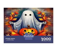 Jumbie Pumpkins Colourful Ghost with Autumn Pumpkins 1000 Pcs Adult Jigsaws Classic Educational Games Brain Development 38x26cm/1000pcs