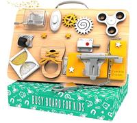 Jumble Dream Montessori Busy Board for Toddlers - Wooden Sensory Activity Toy - Educational & Fidget Play with Locks, Spinners & More - Travel Toy for Autism & ADHD - Baby Busy Board for Ages 1-4