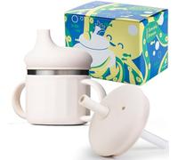 Jumble Dream Stainless Steel and Silicon Sippy Cup Baby Sippy Cup, Training Kids Cups with Silicon Straw, Toddler Tumbler with Spill Proof Straw |Sippy Cup for Toddlers 1-3 Years| BPA Free (Cream)