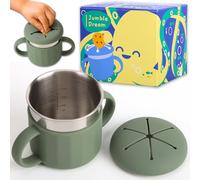 Jumble Dream Stainless Steel Baby Snack Cup for Toddlers Kids - Spill-Proof Silicone Snack Container - BPA-Free Non-Toxic Dishwasher Safe Food-Grade Stainless Steel for Baby Snacks 6m+ to 3+ Years