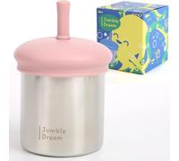 Jumble Dream Stainless Steel Toddler Straw Sippy Cup 7oz - Double Wall Insulated Spill Proof with Straw & Silicone Lid - BPA Free Cup for Toddlers 1-3, 2-4 Years - Dishwasher Safe Transition Cup