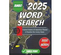 Jumbo 2025 USA Word Search for Adults: United States of America Themed Puzzles | 2 Challenges per All 50 States | 100 Large Print Searches Total | 200 Pages