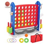 Jumbo 4-in-1 Giant Floor Board Game, Adjustable 3-Level Height - Golf, Basketball & Ring Toss - Quick-Release Slider, Carry Bag, Fun Family Game for Indoor/Outdoor Parties for Kids Adults