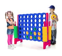 Jumbo 4-in-a-Row Game Set, Giant Game Set with Quick-Release Slider & 42 Jumbo Rings, Yard Games, 120 cm x 140 cm 4-to-Score Outdoor for Kids Adults, Navy Blue