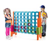 Jumbo 4-in-a-Row Game Set, Giant Game Set with Quick-Release Slider & 42 Jumbo Rings, Yard Games, 120 cm x 140 cm 4-to-Score Outdoor for Kids Adults, Baby Blue