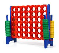 Jumbo 4-in-a-Row Game Set, Giant Game Set with Quick-Release Slider & 42 Jumbo Rings, Yard Games, 120 cm x 140 cm 4-to-Score Outdoor for Kids Adults, Red