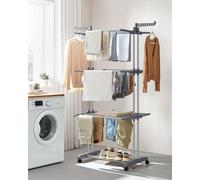 Jumbo 4-Tier Clothes Airer Foldable Steel Easy Assembly Indoor SONGMICS Grey One Size