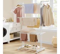Jumbo 4-Tier Clothes Airer Foldable Steel Easy Assembly Indoor SONGMICS White One Size