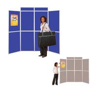 Jumbo 8 Panel Folding Display Exhibition Kit Royal Blue/Grey | Heavy Duty aluminium frame with interlocking gear mechanism to provide a secure panel locking system