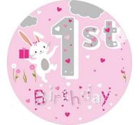 Jumbo Age 1 Jungle Birthday Badge Female 10 Pack - Pink Jumbo