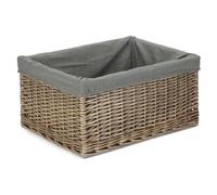 Jumbo Antique Wash Lined Wicker Storage Basket