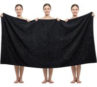 Jumbo Bath Sheet, Super Jumbo Bath Sheet Towel, Microfiber Oversized Bath Towel for Bathroom, Extra Large & Lightweight, Quick-Dry, Super Soft & Highly Absorbent, Perfect to Wrap Yourself In (Black)