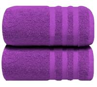Jumbo Bath Sheets Towels Pack of 2 Extra Large 100 x 200 cm Luxury Fluffy Soft 100% Egyptian Cotton Quick Dry Large Size Bathroom Towels 600-GSM (Purple)