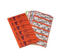 Jumbo Bingo 750 Books 5 Page Game Strips of 6 TV Ticket Sheet Big Bold Numbers