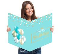 Jumbo Birthday Card, 22 x 14 Inch Extra Large Greeting Card with Envelope for Her, Happy Birthday Giant Guest Book, Oversize Birthday Party Signs Decorations Supplies for Women Girls Wife Mother