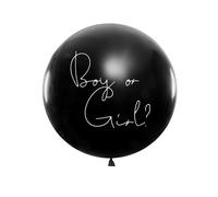 Jumbo Black Boy or Girl Blue Confetti Filled Gender Reveal Uninflated Balloon 1m