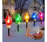 Jumbo C9 Christmas Pathway Lights Outdoor - 8.5 Feet 5 LED C9 Walkway Lights, C7 Covered Multicolor Bulb for Holiday Decorations, Outside Lawn, Yard, Garden