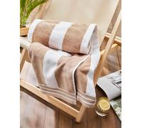 Allure Beach Fashions Jumbo Cabana Stripe Beach Towels - 100 x 180cm (Taupe), Brown