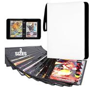 Jumbo Card Binder - 100 Pockets Hold Oversized Big Card 3 Rings With 50 Double Side Removable Premium Pages Portable & Lightweight White Leather Jumbo Binder + 25pk (L) + 25pk (XL)