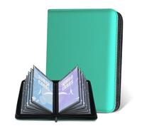 Jumbo Card Binder - Oversize Ringless PU Leather Collector Card Binder with 60 Card Holders, Premium Storage Album for Game Cards (5.4'' x 7.4''), Aqua Blue