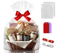 Jumbo Cellophane Gift Bags Extra Large Giant Huge Clear Cellophane Wrap for Hamper Wrapper Gift Basket Wrapping Plastic Hamper Wrap Bag,Big Cello Gift Wrap Bag for Present Giving 2PCS 125X100CM