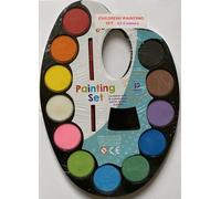 JUMBO CHILDREN'S PAINTING SET WITH BRUSH 12 Jumbo Colors Water Paint Set with Paint Brush On Palette - Kids Craft Set Children's Painting Set for everyday USE at Home School