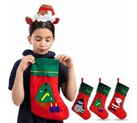 Jumbo Christmas Stocking Christmas Decoration Santa Stocking Filler Traditional Christmas Tree Ornaments Candy Pouch Xmas Tree Home Fireplace Decor Xmas Accessory Assorted Design 35x25Cm(1Pc)