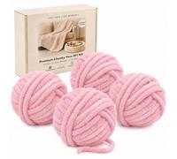 Jumbo Chunky Chenille Yarn 1000g, 2CM Super Thick Fluffy Blanket Yarn Set | Big Soft Wool for Hand Knitting, Arm Knitting & Crochet, DIY Throws, Cushions, Rugs & Pet Beds - Dusty Pink