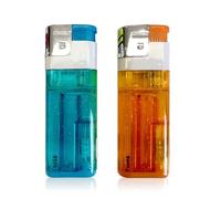 Jumbo Clear Lighting Lighter, Large Capacity Soft Flame Lighters, Windproof Adjustable Vintage Trench Gas Lighter for Candle Camping Stove(Butane Not Included)(Blue Orange)