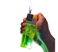 Jumbo Clear Lighting Lighter, Soft Flame, Refillable Butane, Visible Gas Tank Window, Large Capacity Butane Soft Flame Lighter for Cigarettes & Collection Gifts(Yellow)