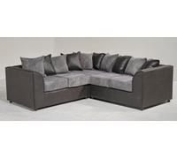 Jumbo Cord Black & Grey Duel Arm Corner Sofa