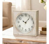 JUMBO DECOR Vintage Table Clock, Square Wooden Farmhouse Table Clock Silent Non-Ticking Battery Operated Desk and Shelf Clocks for Living Room, Kitchen, Bedroom Decor