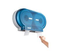Jumbo Double Toilet Roll Holder with Lock Key,Wall Mounted Large Roll Toilet Paper Towel Dispenser,Clear Bathroom Twin Roll Restroom Tissue Dispenser