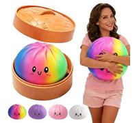 Jumbo Dumpling Squishy for Adults, 4/6/10 Inch Giant Big Dumpling Stress Ball, Soft Squeeze Decompression Dough, Anxiety Relief Fidget, Adult Fidget Tool (Colorful M: 15cm/5.9 Inch)