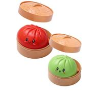 Jumbo Dumpling Squishy Toy With Steamer Box,Giant Mystery Dumpling Squishy,Soft Squeeze Dough Hand Fidget Toys,Stress Relief Dumplings Squishys Squeeze Toy,Bun with Food Steamer Stretchy (N, 2PC)