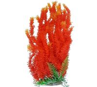 Jumbo Extra Large Tall Plastic Orange and Yellow Seaweed Aquarium Plant 50-52cm (19-20 Inch) Tall, Spikey Feaf Plant with Weighted Base Fish Tank or Pond Decoration Ornament