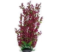 Jumbo Extra Large Tall Plastic Seaweed Aquarium Plant 50-52cm (19-20 Inch) Tall, Burgundy Round Leaf Plant with Weighted Base Fish Tank or Pond Decoration Ornament