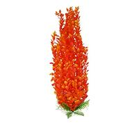 Jumbo Extra Large Tall Plastic Seaweed Aquarium Plant 50-52cm (19-20 Inch) Tall, Bushy Orange Round Leaf Plant with Weighted Base Fish Tank or Artificial Pond Decoration