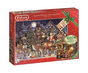 Jumbo Falcon de luxe 11182 Santa's Christmas Helpers Jigsaw Puzzles in One Box, 2 x 1000-Piece