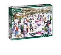 Falcon Snow Day - 1000 Piece Adults Christmas Jigsaw Puzzle - Sled Scene | Large 1000Pc Adult Jigsaws - Fun, Festive, Nostalgic Puzzles - Cosy Rainy Day Activity, Christmas & Birthday Gift - 68 x 49cm