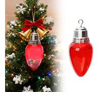 Jumbo Fillable Christmas Light Ornament, Christmas Snow Cool XL Light Bulb, Clear Plastic Ornaments with Screw Off Cap, for DIY Crafts Xmas Tree Hanging Decoration, for Home Party (Watermelon Red)