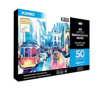 Jumbo Fine-Grain Textured Watercolour Paper A4 Pad - by Zieler. 50 Sheets, 300gsm / 140lb, A4 Landscape. Ideal for Soaking & Masking. Made in UK - FSC Mix & Acid Free. Includes Starter tip Sheet (A4)