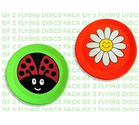 Jumbo Flying Disc 2 Pack - 45cm Large Outdoor Throwing Discs for Kids & Families - Soft Foam Rim, Easy-Catch Oversized Garden, Park & Beach Toys - Flower & Ladybird Designs