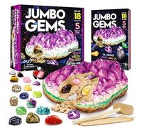 Jumbo Gem Dig Kit - Dig Up 18 Real Gemstones for Kids - Rocks and Minerals, Crystals Mining Science Kits Great Geology Archeology Gift for Boys & Girls Educational STEM Toys