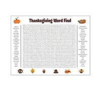 Jumbo Giant Christmas Thanksgiving Word Search Find Wall Poster, Christmas Thanksgiving Word Search Puzzle Poster, Large 32"x20" Wall Words Find Game, Fun Interactive Holiday Party Activity