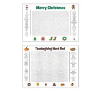 Jumbo Giant Christmas Thanksgiving Word Search Find Wall Poster, Christmas Thanksgiving Word Search Puzzle Poster, Large 32"x20" Wall Words Find Game, Fun Interactive Holiday Party Activity
